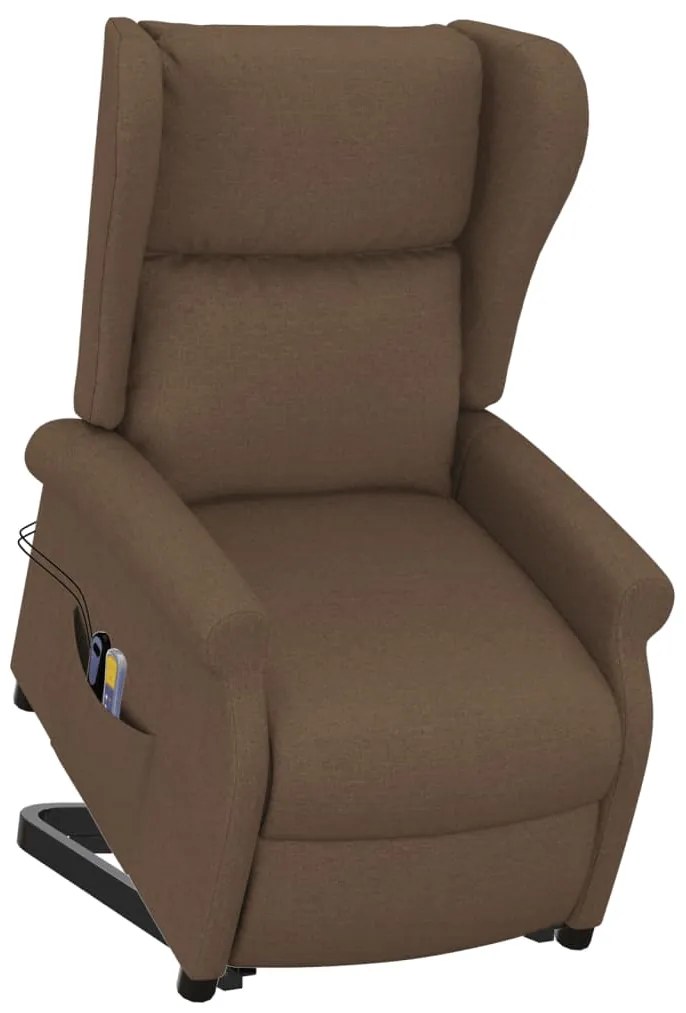Poltrona elevatória de massagens tecido castanho