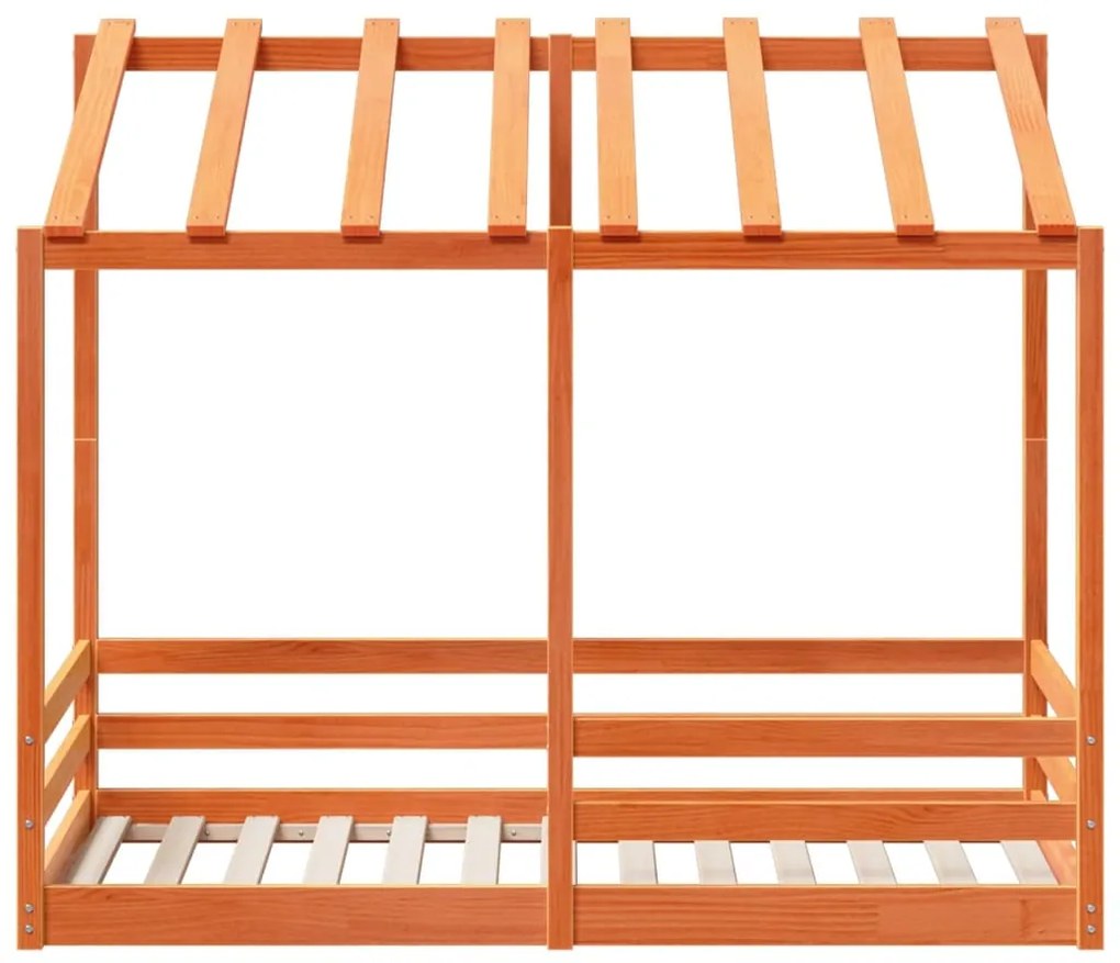 Cama infantil c/ telhado 80x160 cm pinho maciço castanho-mel