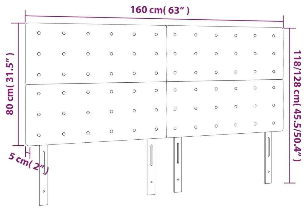 Cabeceira de cama 4 pcs couro artificial 80x5x78/88 cm branco