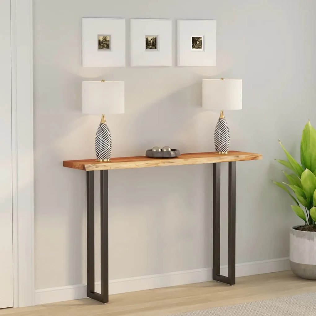 vidaXL Tampo de mesa retangular borda viva 140x30x2,5 cm acácia maciça