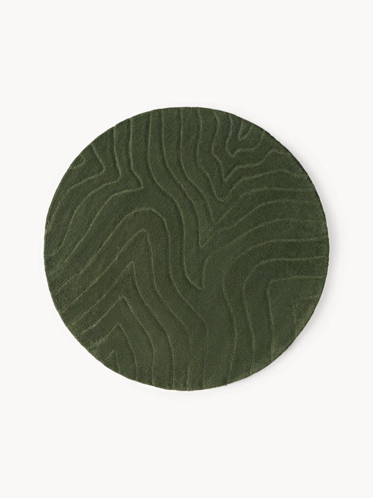 Tapete redondo em lã artesanal Aaron