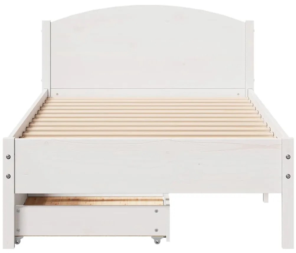 Cama sem colchão 100x200 cm madeira de pinho maciça branco