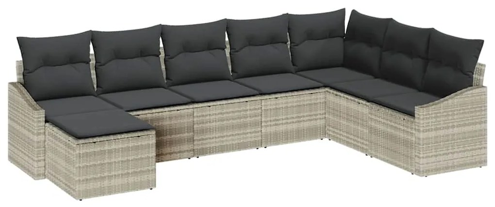 Conjunto de Jantar de Jardim com 8 Peças e Almofadas Cinzas Claras de