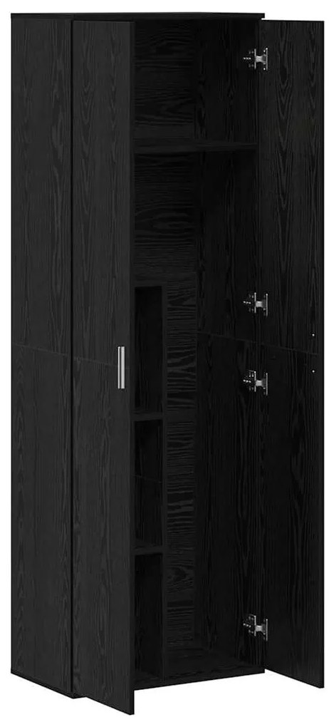 Armário Alto Carvalho Preto 60x35x180 cm Madeira de Engenharia