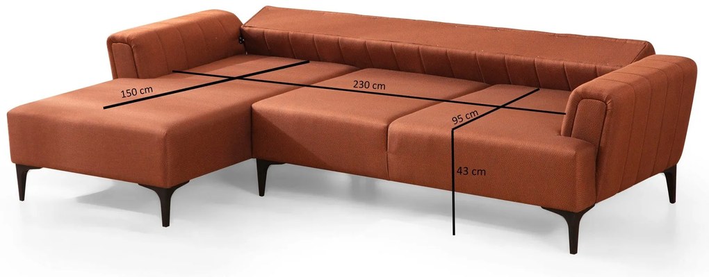**** Sofá-Cama de Canto Hamlet – Vermelho Tijolo – 140x270 cm

**