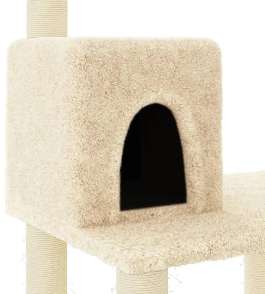 Árvore para gatos c/ postes arranhadores sisal 118,5 cm creme