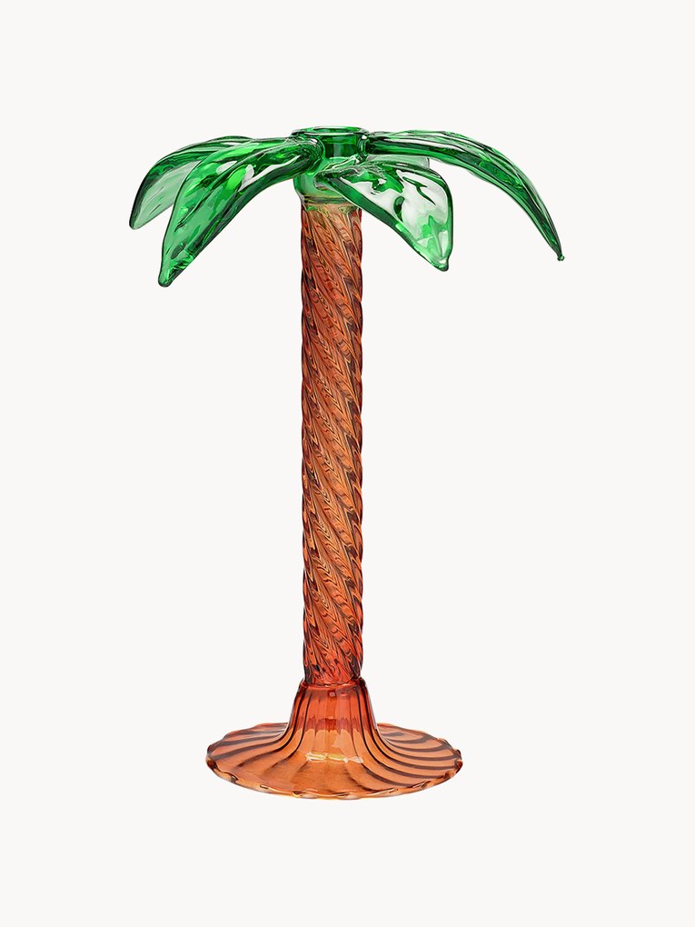 Castiçal em vidro borosilicato artesanal Palm Tree