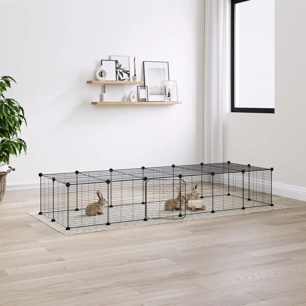 vidaXL Gaiola p/ animais de 28 painéis c/ porta 35x35 cm aço preto