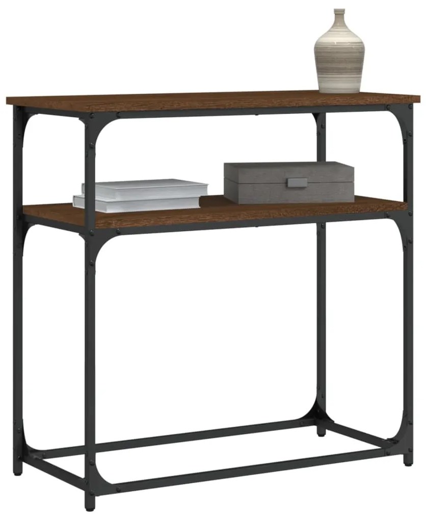 Mesa consola 75x35,5x75 cm derivados madeira carvalho castanho