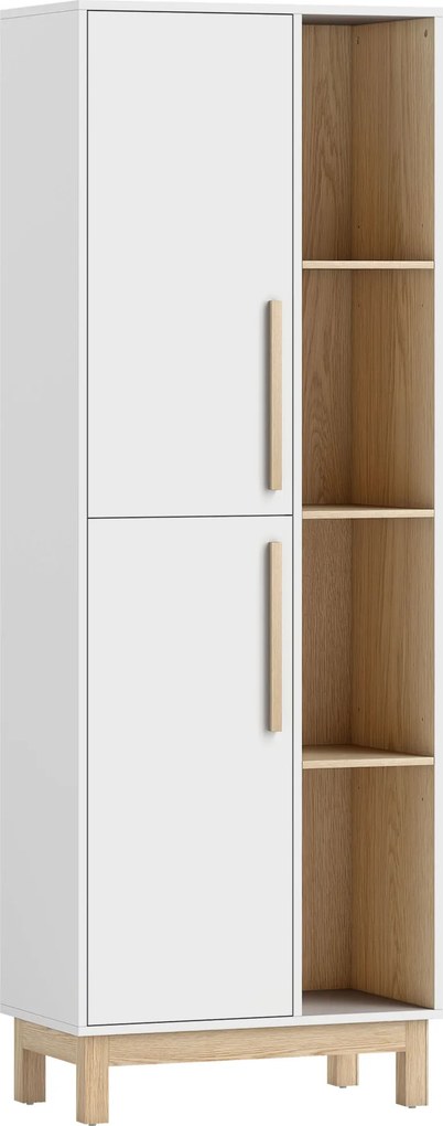 HOMCOM Estante de 176 cm, 4 prateleiras abertas, 2 armários, estante freestanding, MDF, Branco | Aosom Portugal