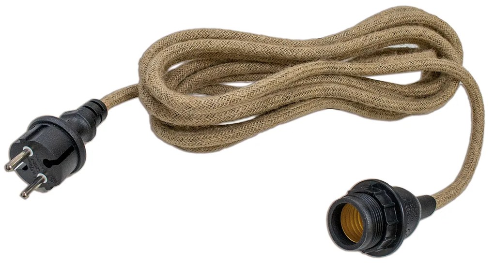Cordão de luzes castanho com ficha e casquilho E27 5m IP54 - Arteixo