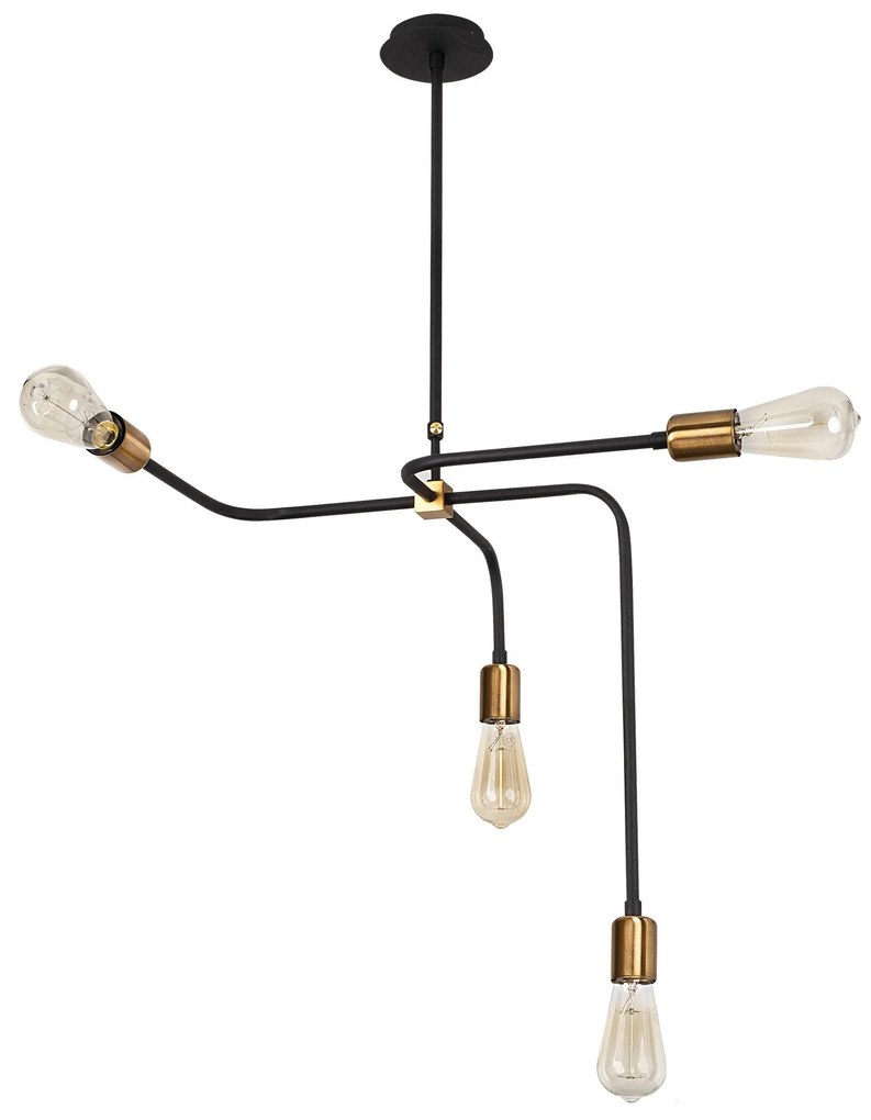 Chandelier Denge – Preto e Cobre – 58 x 58 cm