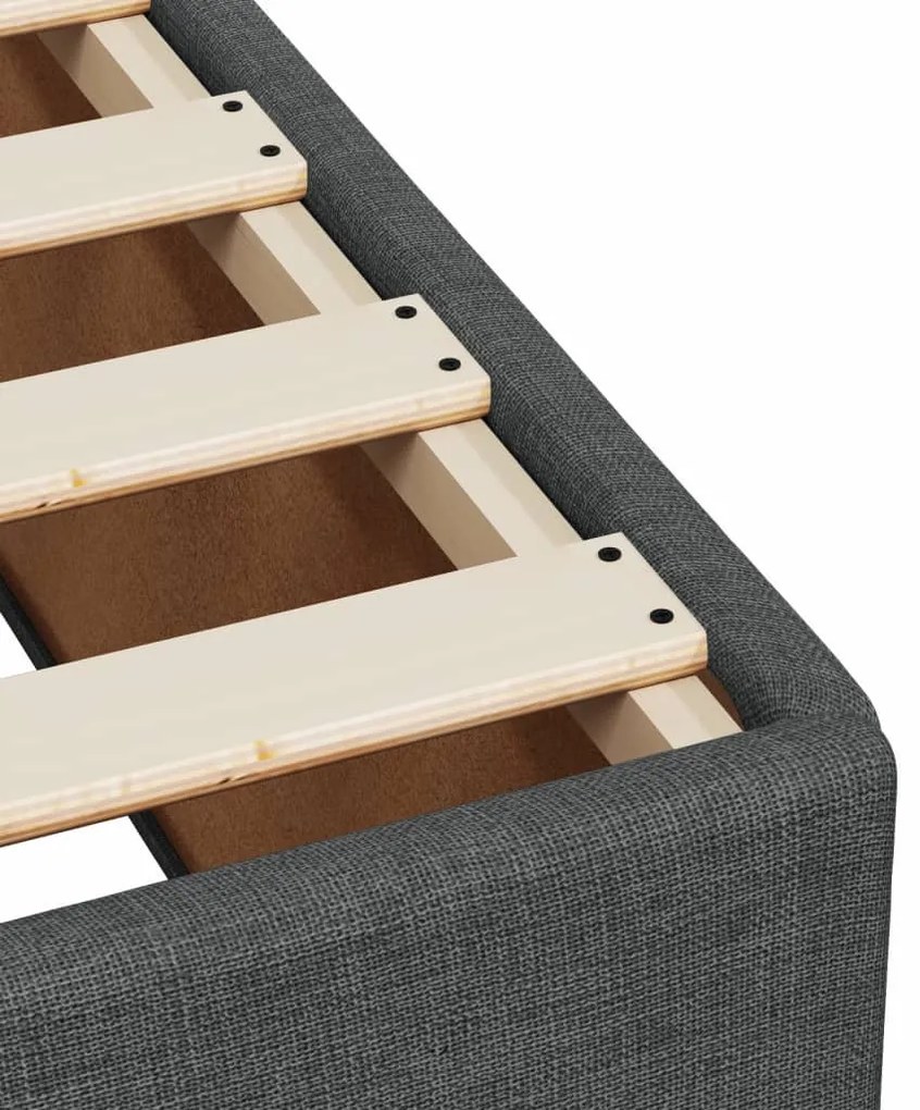 Cama box spring com colchão solteiro tecido cinzento-escuro