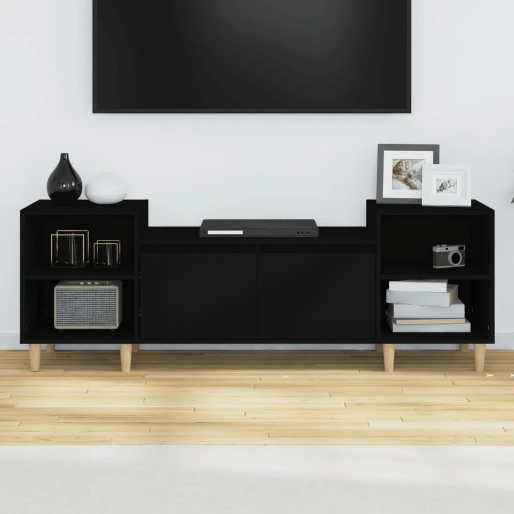 Móvel de TV Malva de 160 cm - Preto - Design Moderno