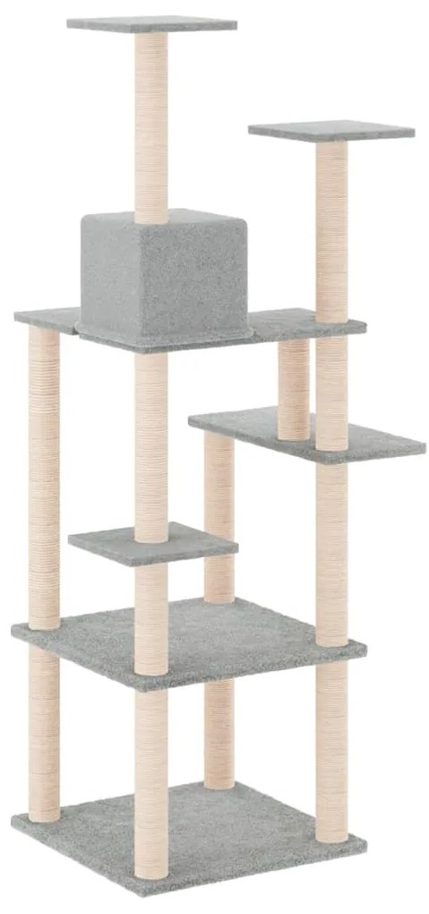 Árvore p/ gatos c/ postes arranhadores sisal 153 cm cinza-claro