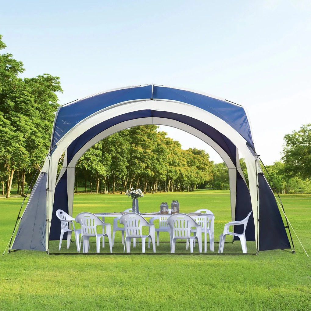 Abrigo de Campismo Dobrável – 3,5x3,5x2,22 m – Azul e Cinza Claro – Pr