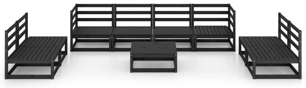 9 pcs conjunto lounge de jardim pinho maciço preto