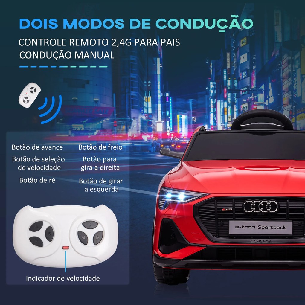 HOMCOM Carro Elétrico Audi E-Tron 12V para Crianças acima de 3 Anos co