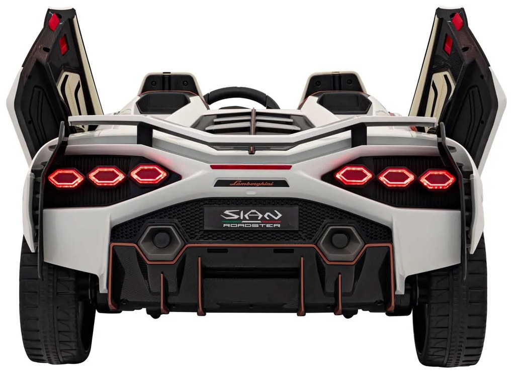 Carro elétrico para Crianças 2 Lugares Lamborghini SIAN 24V 4x4 Rodas Espuma EVA, Assento couro ecológico Branco