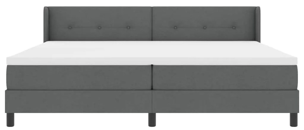 Cama Box Cinza Escuro com Colchão, 200x200 cm, Tecido