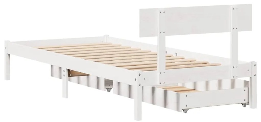 Cama sem colchão 100x200 cm madeira de pinho maciça branco