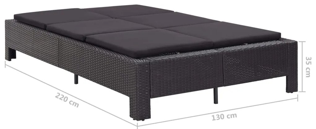 Espreguiçadeira para 2 pessoas com almofadão vime PE preto