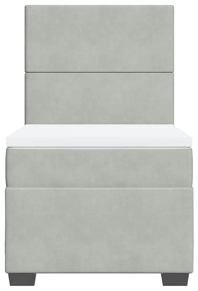 Cama com molas/colchão 100x200 cm veludo cinza-claro
