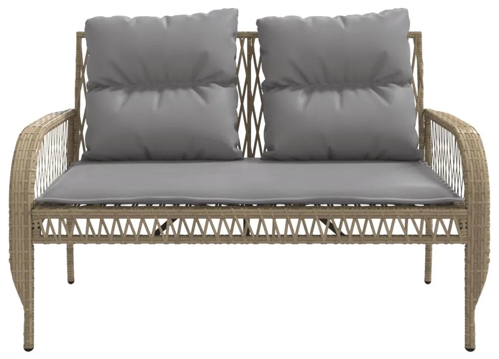 4 pcs conjunto de sofás para jardim c/ almofadões vime PE bege