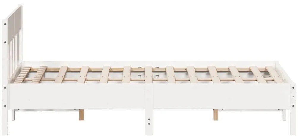 Cama sem colchão 140x200 cm madeira de pinho maciça branco