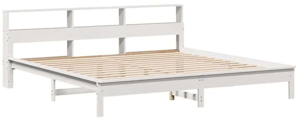 Cama com estante sem colchão 180x200 cm pinho maciço branco