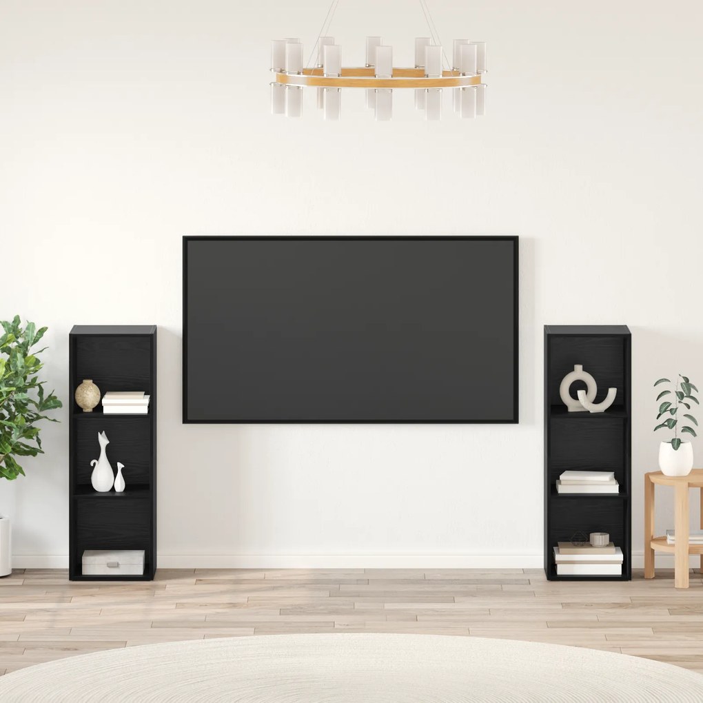 vidaXL Conjunto de móvel de TV 2 pcs Carvalho Preto 107 x 35 x 37 cm