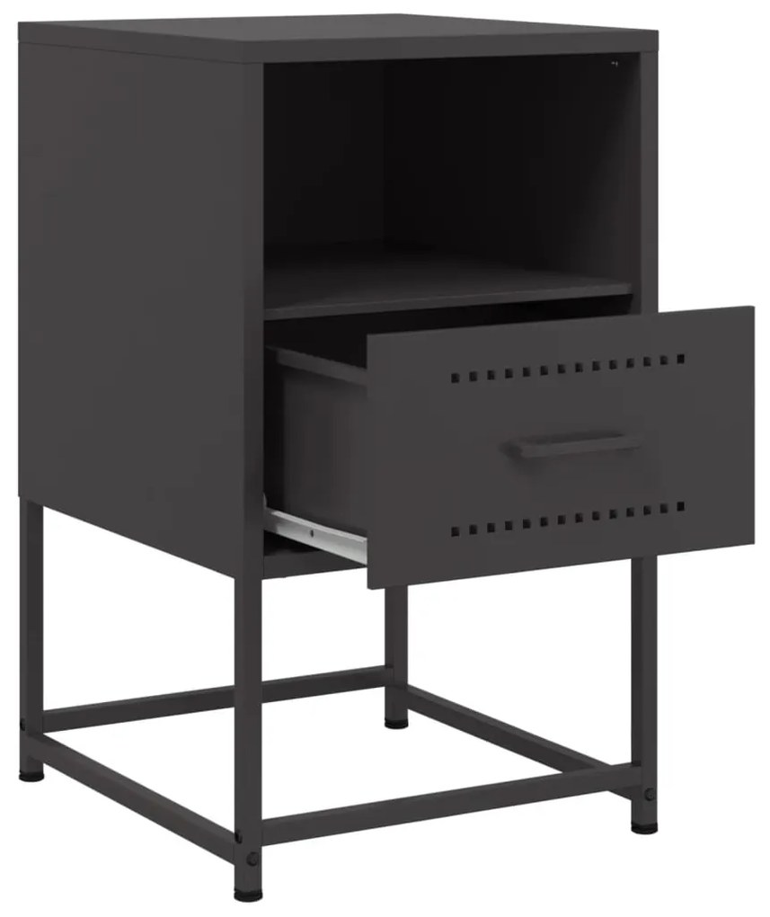 Mesas de cabeceira 2 pcs 36x39x60,5 cm aço preto