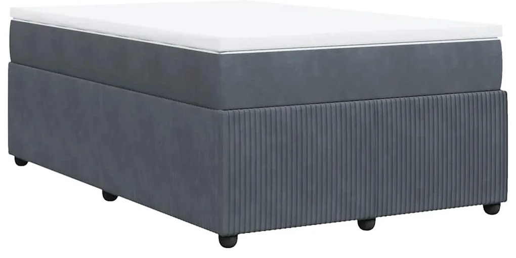 Cama boxspring com colchão 120x200 cm veludo cinzento-escuro