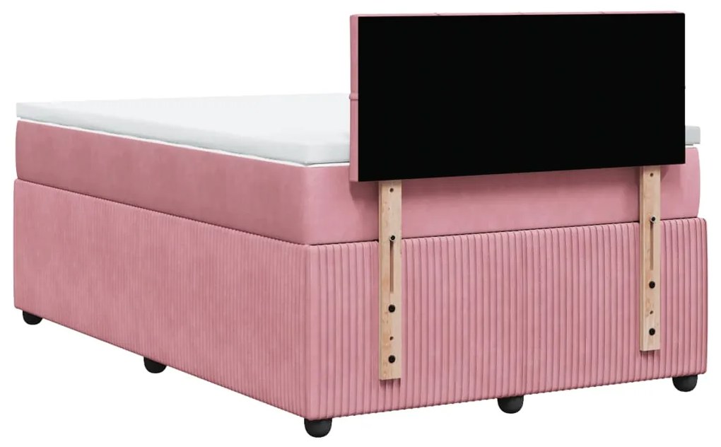 Cama boxspring com colchão 120x190 cm veludo rosa