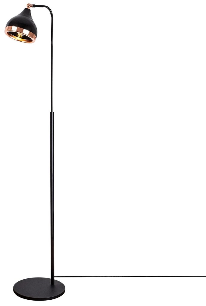 Candeeiro de Pé Yildo – Preto e Cobre – 40 x 28 cm, Altura 150 cm