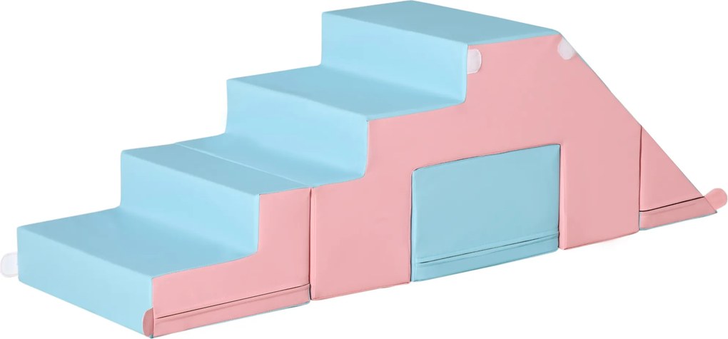 HOMCOM Brinquedo de escalar e deslizar para crianças, estimula a motricidade, couro sintético, espuma EPE, 86x49x47 cm, Rosa+Azul | Aosom Portugal