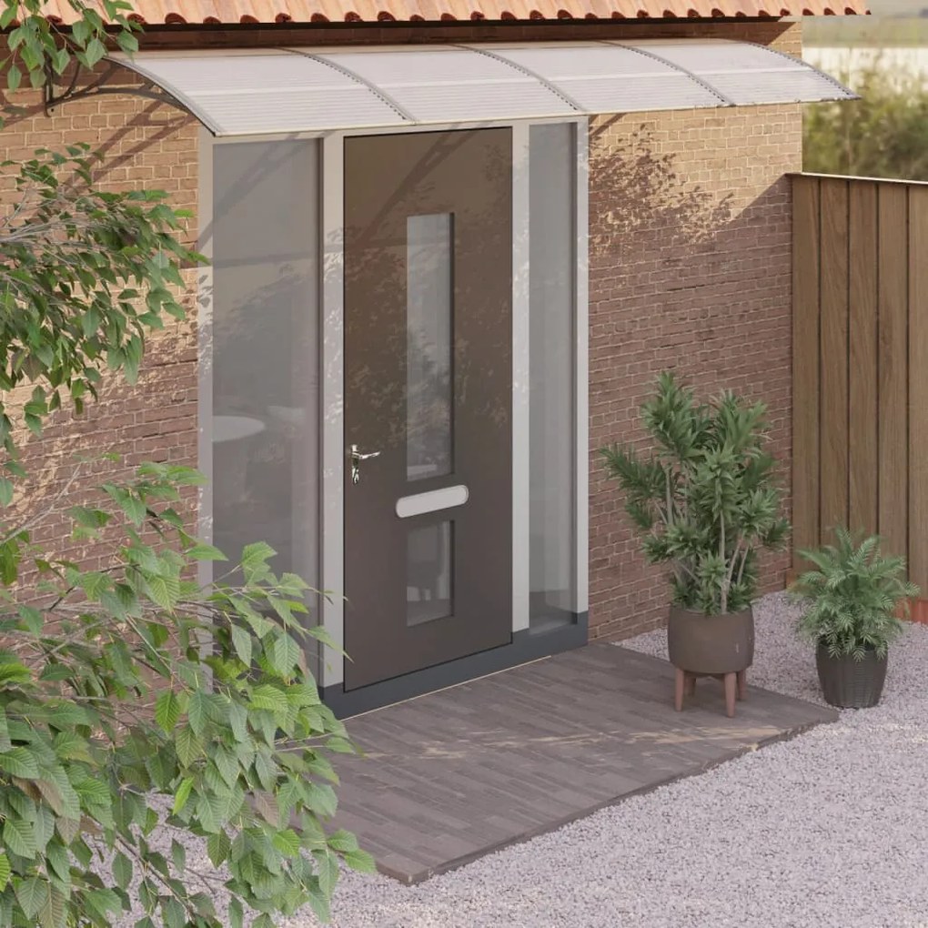153595 vidaXL Toldo de porta 350x100 cm policarbonato cinzento