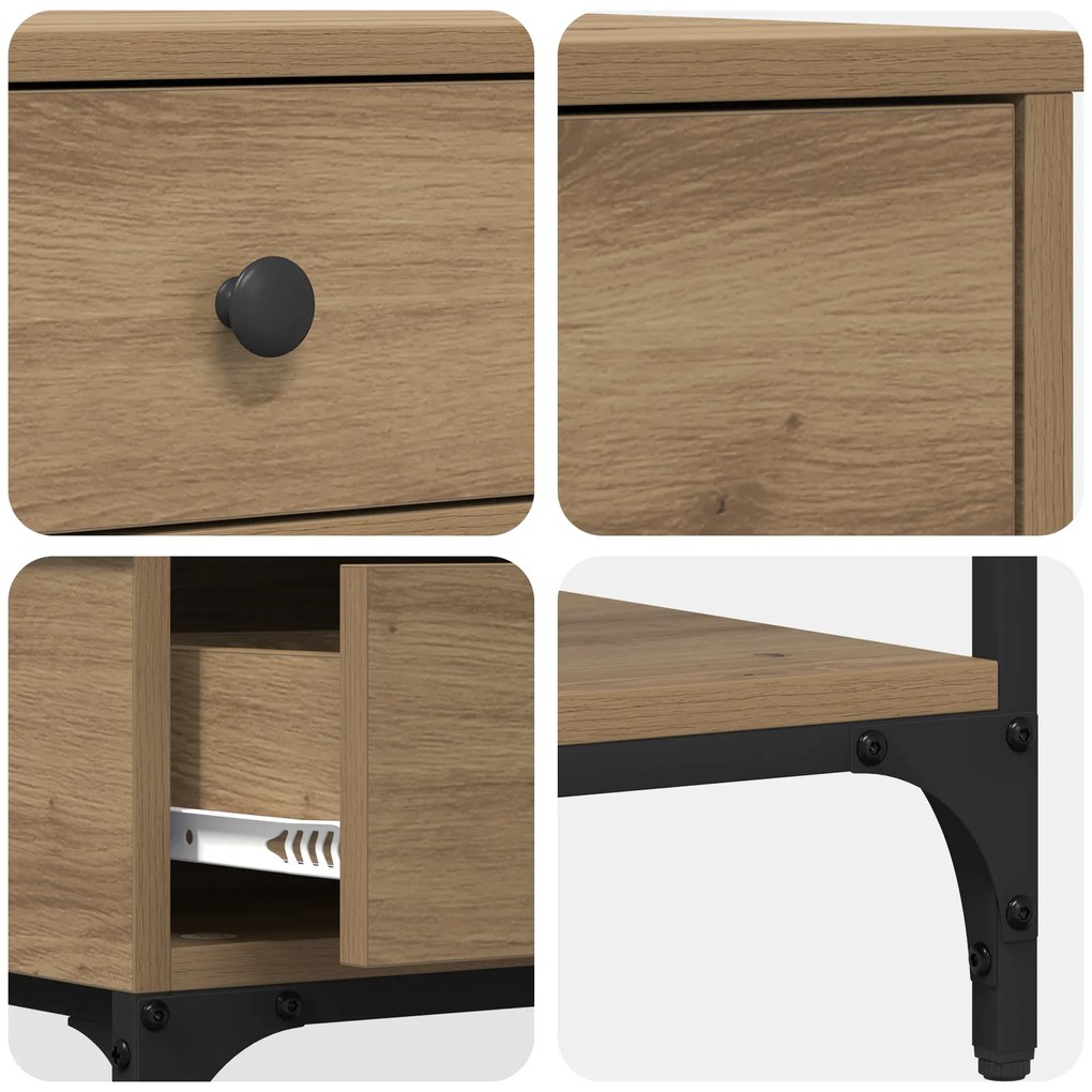 Mesa de Console Carvalho Artesanal 75x34.5x75 cm Madeira de Engenharia