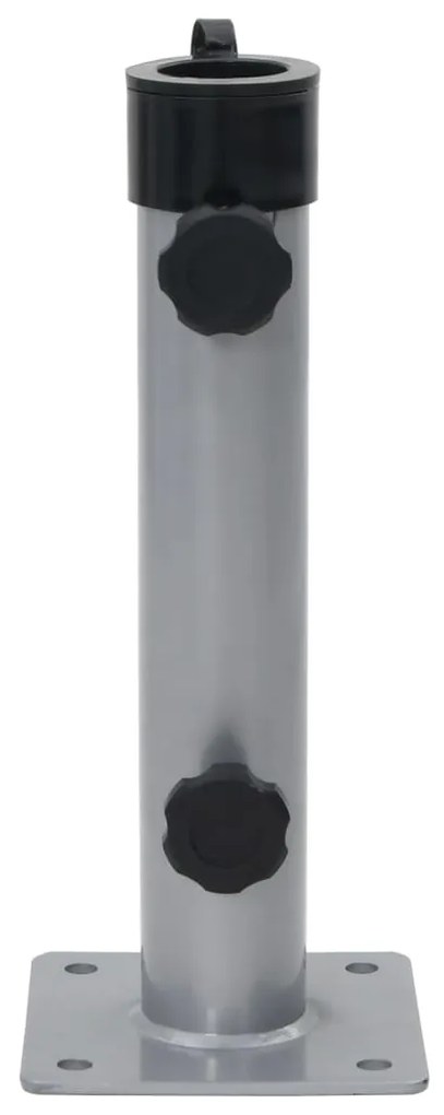 Base de guarda-sol para poste de Ø38/48 mm aço prateado