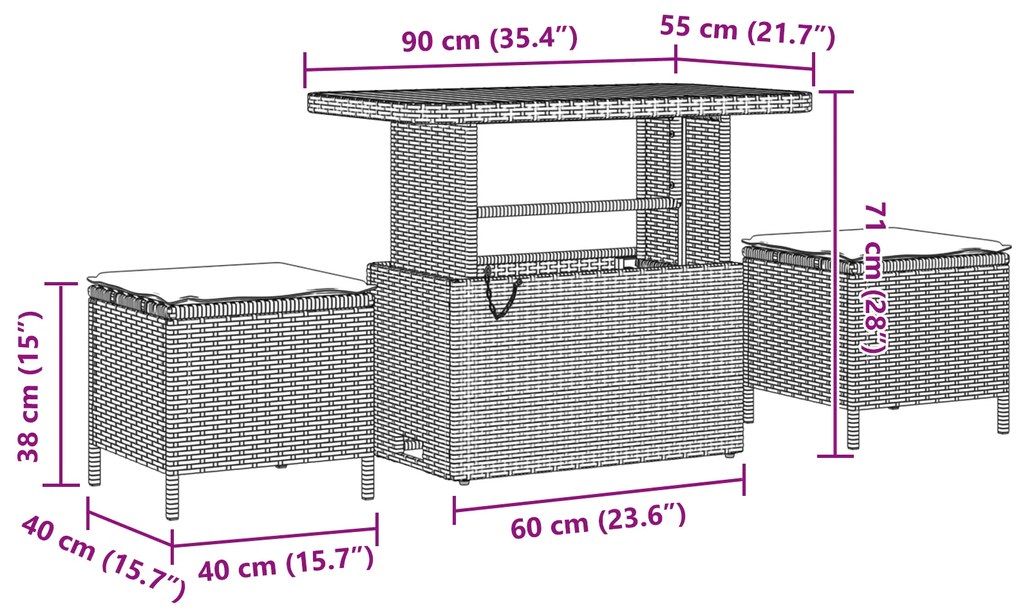 Conjunto de Sofá de Jardim vidaXL 10 Peças com Almofadas Bege Rattan P