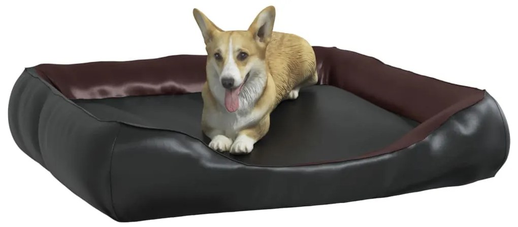 Cama para cães 105x80x25 cm couro artificial preto e castanho