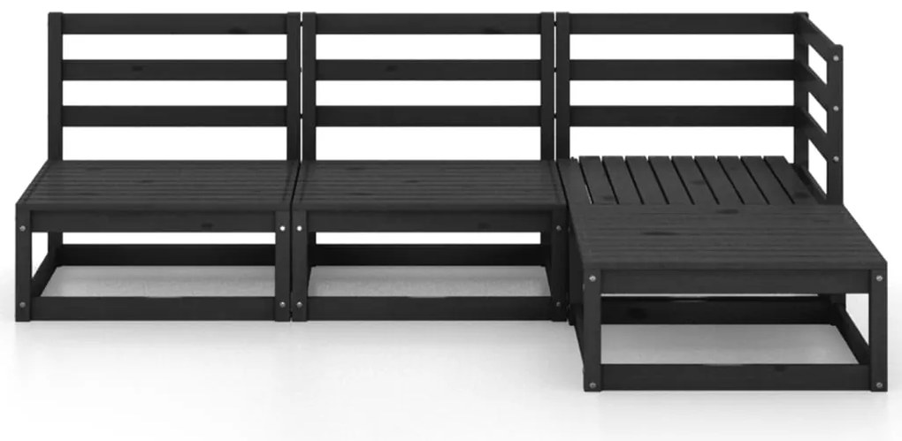 4 pcs conjunto lounge de jardim pinho maciço preto