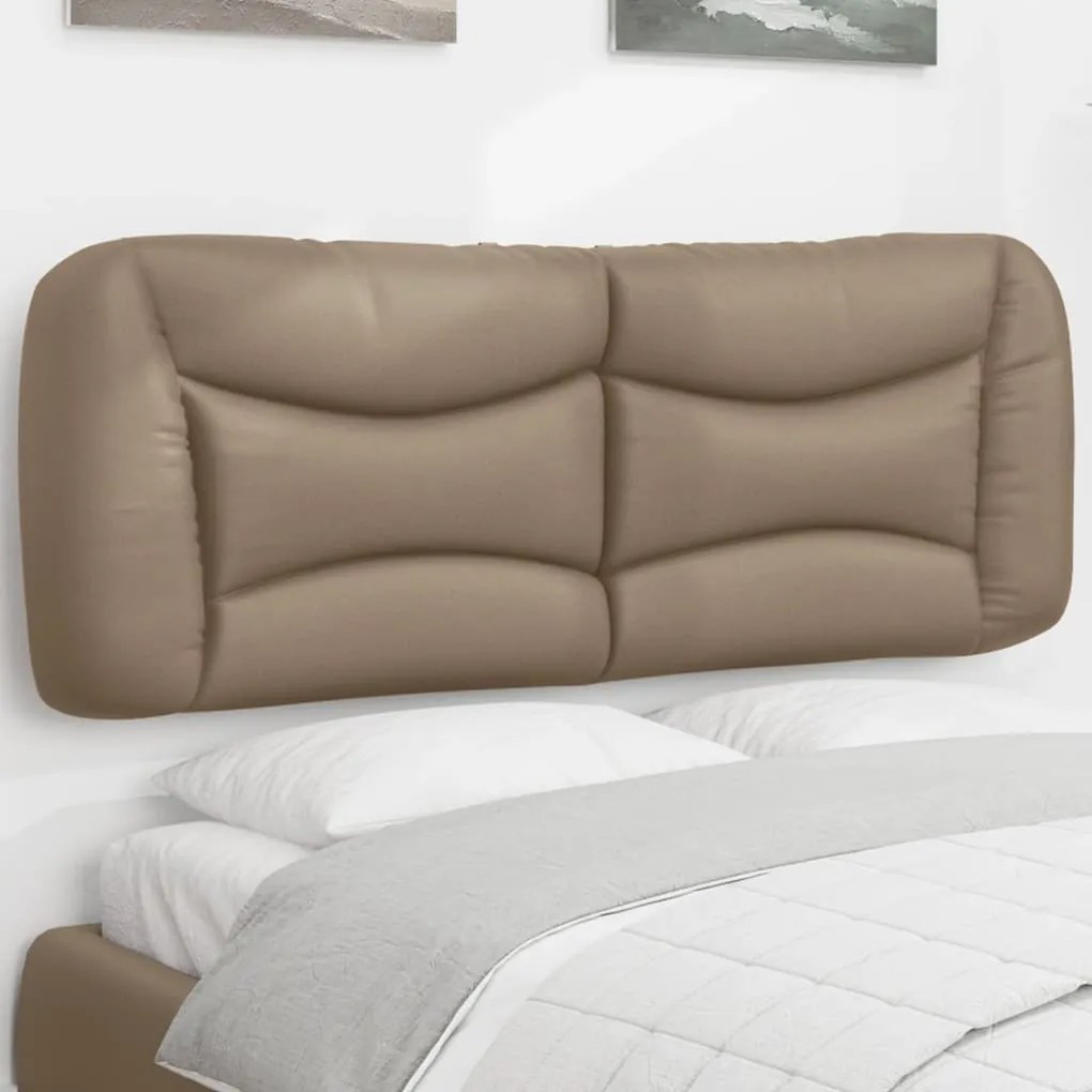 vidaXL Almofadão de cabeceira 140 cm couro artificial cappuccino