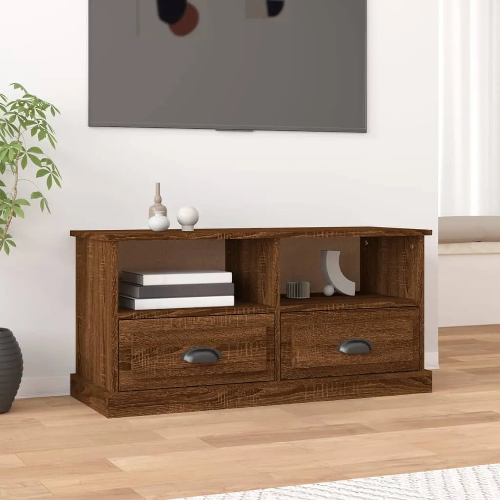 vidaXL Móvel p/ TV 93x35,5x45 cm derivados madeira carvalho castanho