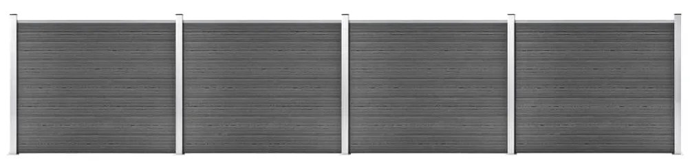 vidaXL Conjunto painel de cerca 699x146 cm WPC preto