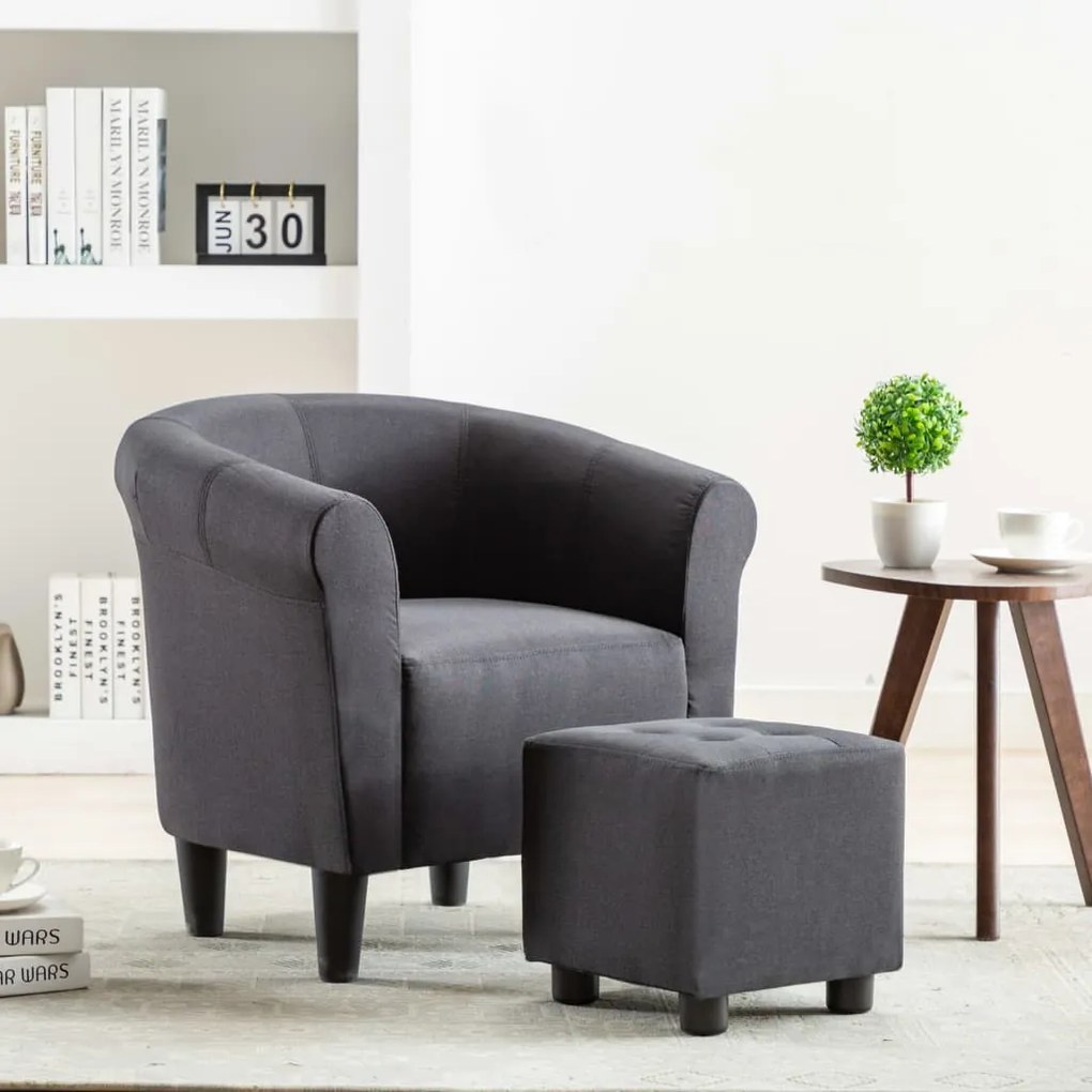 248037 vidaXL 2 pcs conjunto de poltrona e banco tecido preto