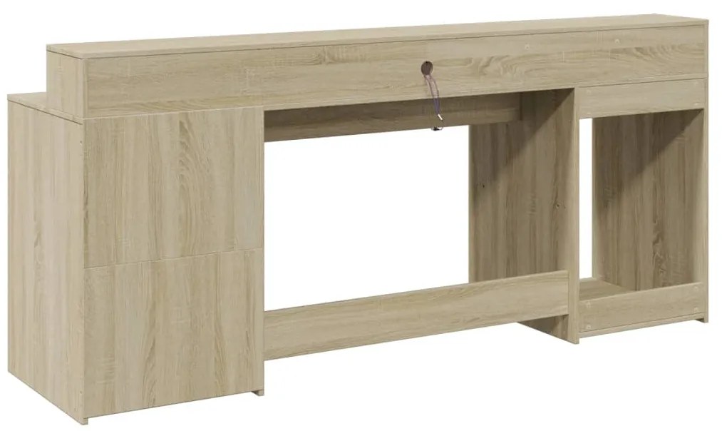 Secretária luzes LED 200x55x91cm deriv. madeira carvalho sonoma