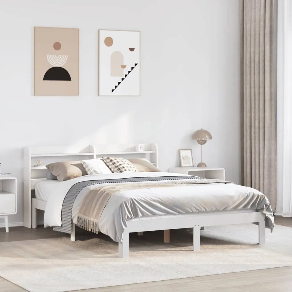 Estrutura de cama c/ cabeceira sem colchão 160x200 cm branco