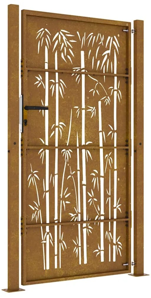 Portão de jardim 105x180 cm aço corten design bambu