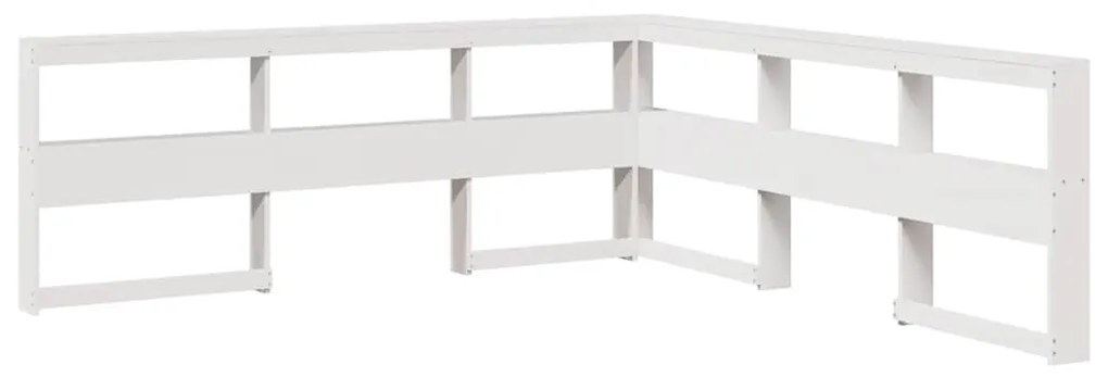 Cama com estante sem colchão 180x200 cm pinho maciço branco